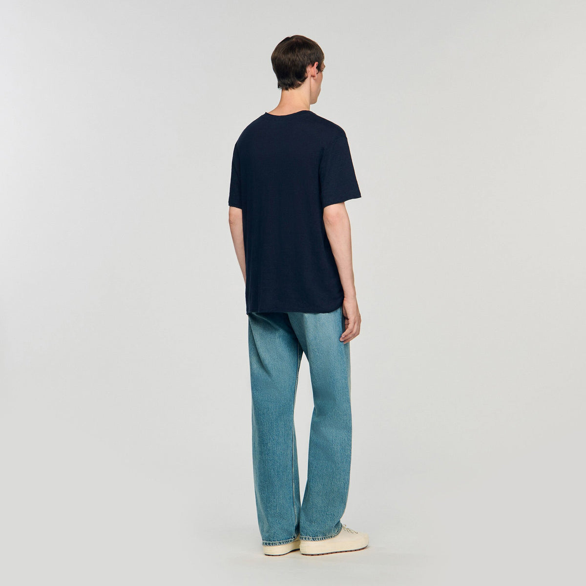 Sandro Certified linen T-shirt Navy Blue