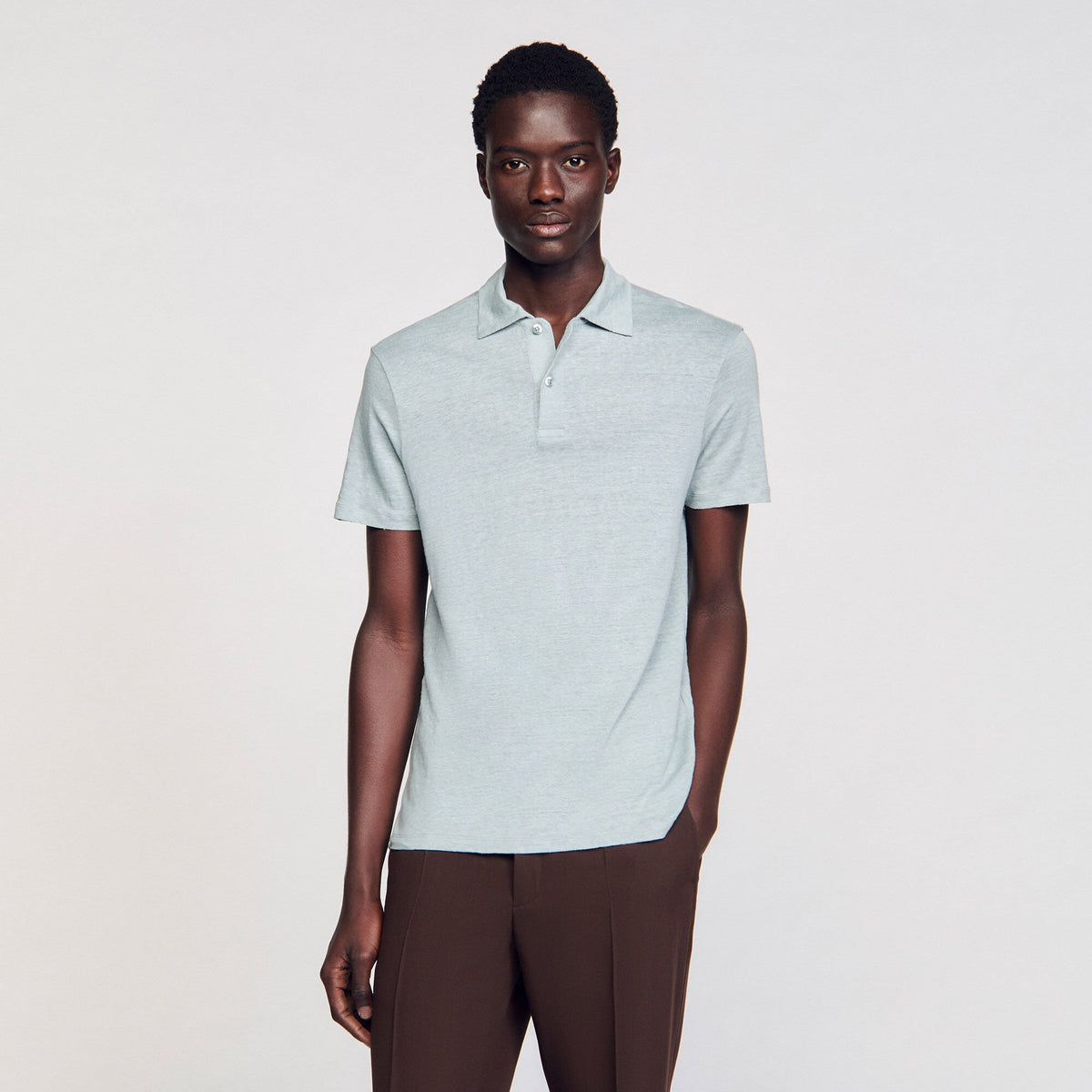 Sandro Linen polo shirt Chambray