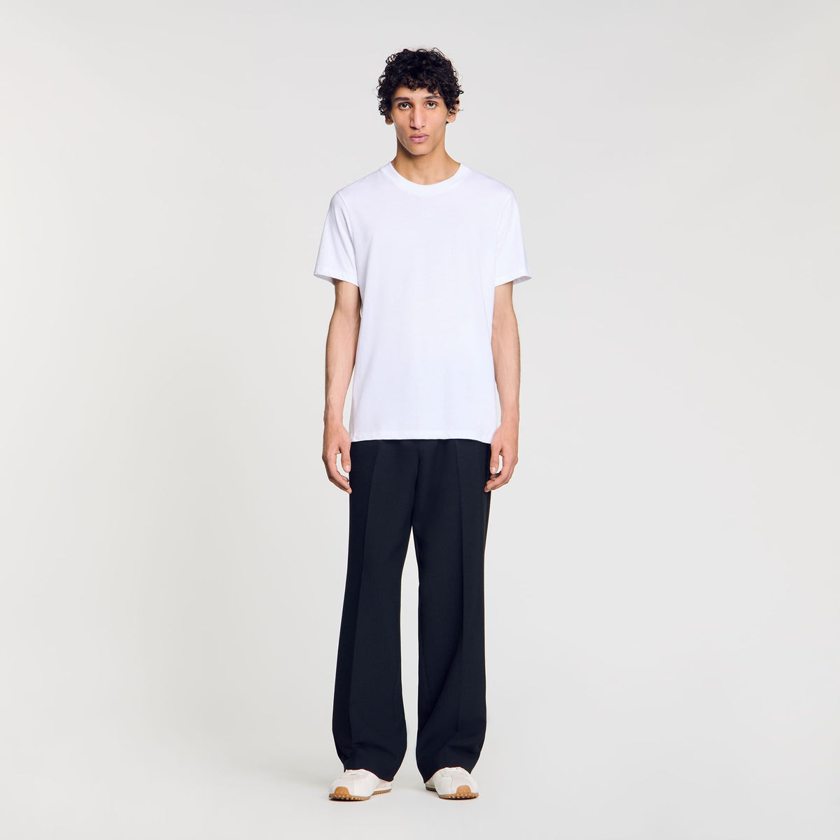 Sandro Cotton T-shirt with logo Optic White