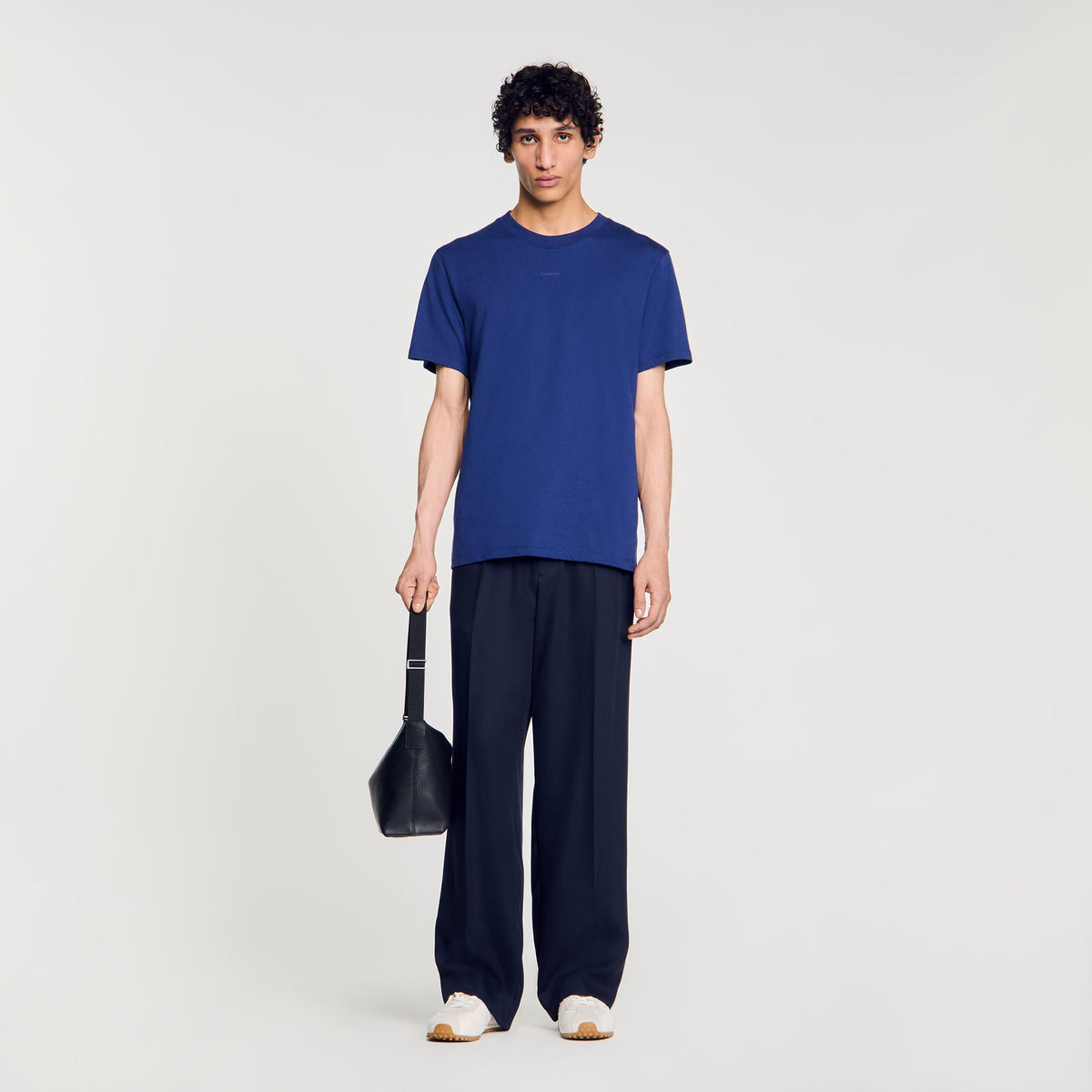 Sandro Cotton T-shirt with logo Royal Blue