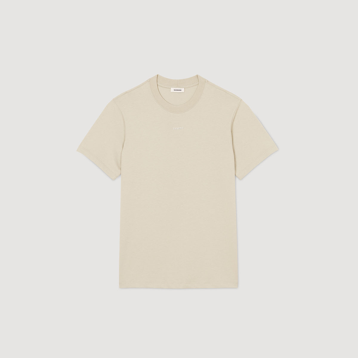 Sandro Cotton T-shirt with logo Light Kaki.