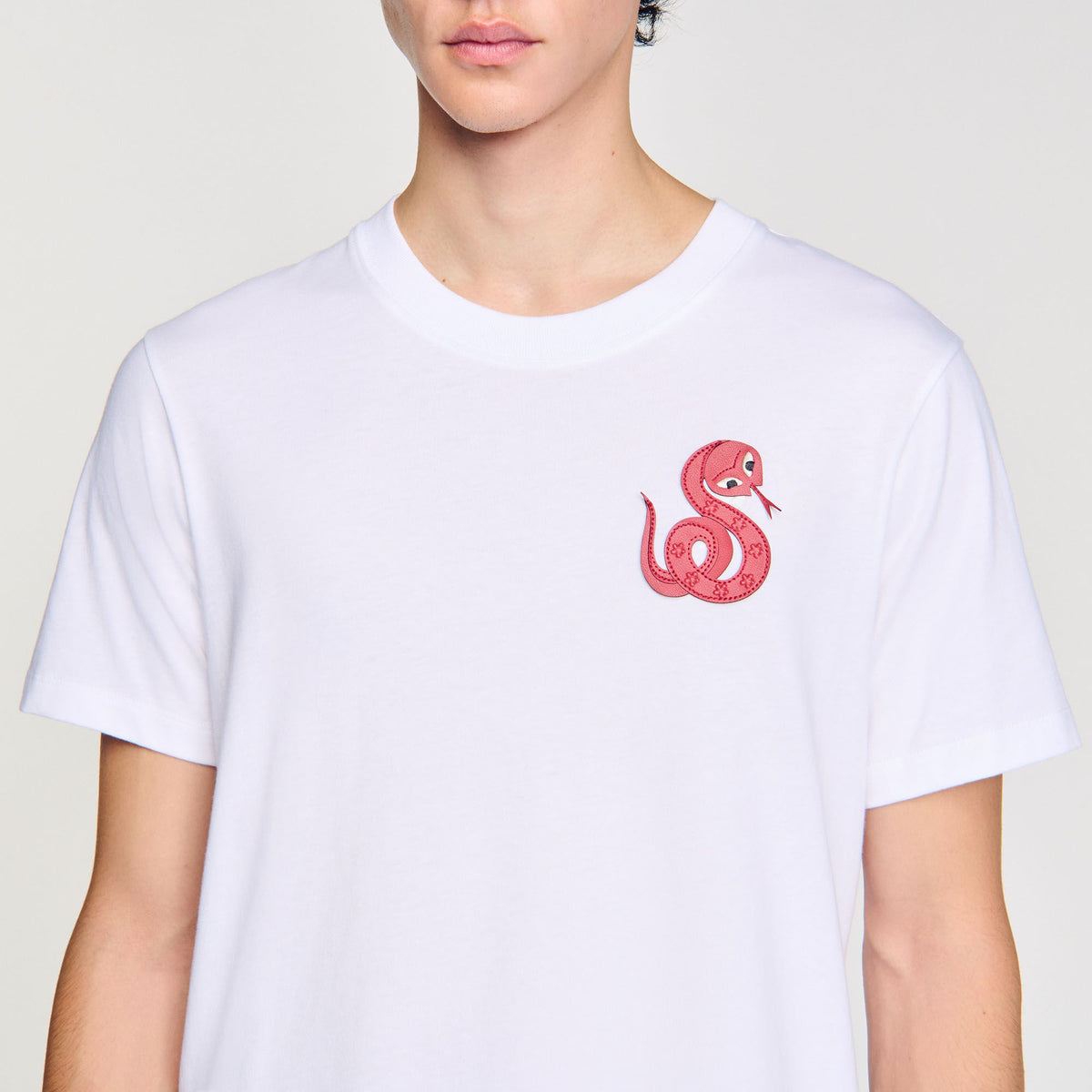Sandro T-shirt with snake detail Optic White