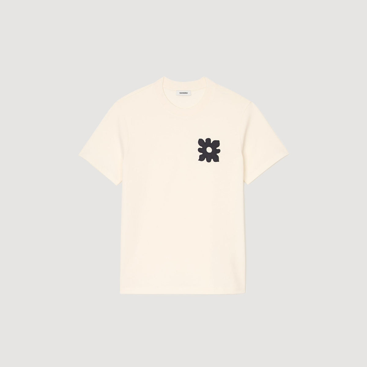 Sandro T-shirt with flower detail Ivory.