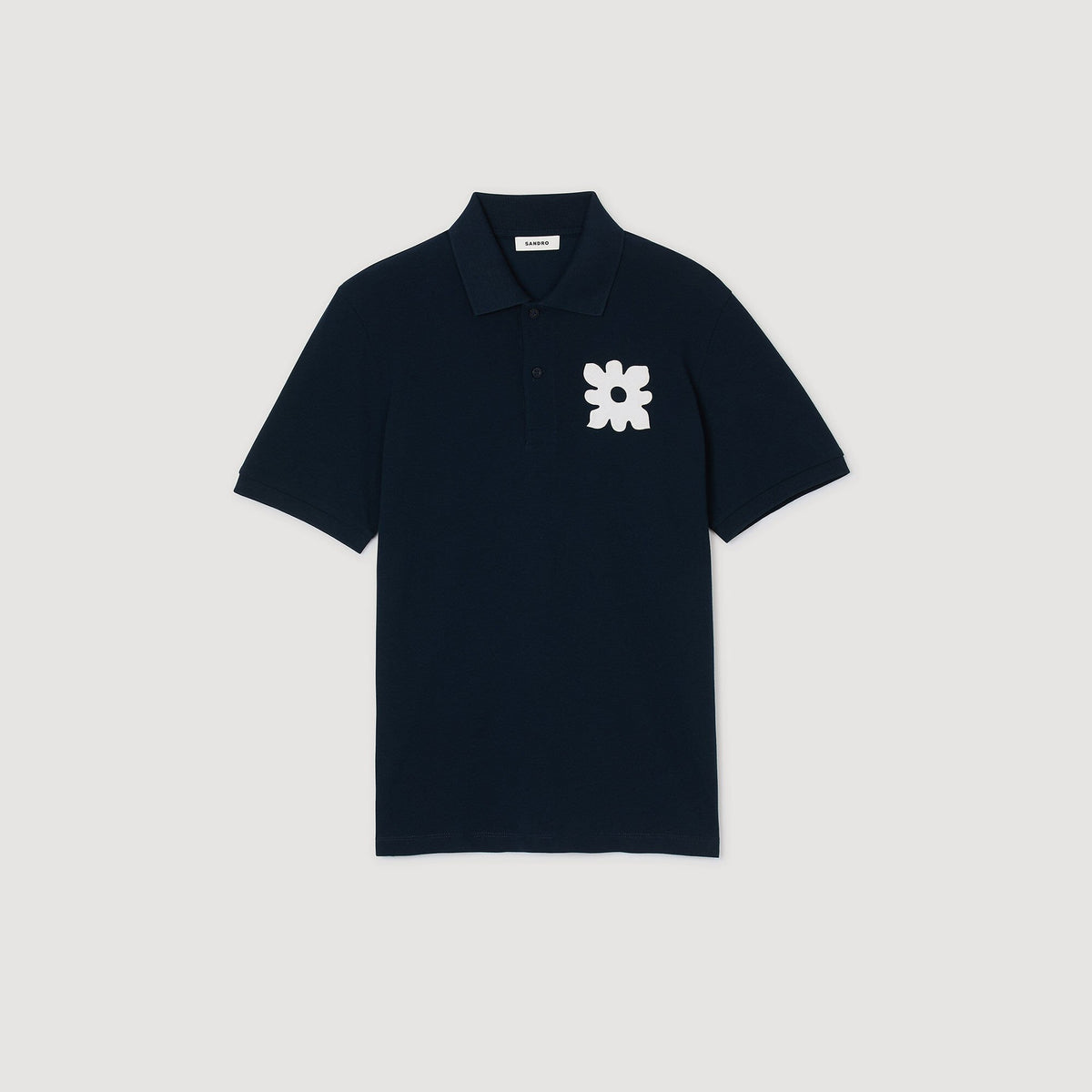 Sandro Polo shirt with flower patch Midnight Blue