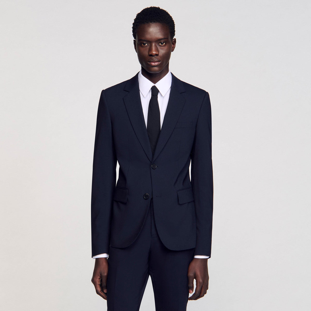 Sandro Classic wool suit jacket Navy Blue